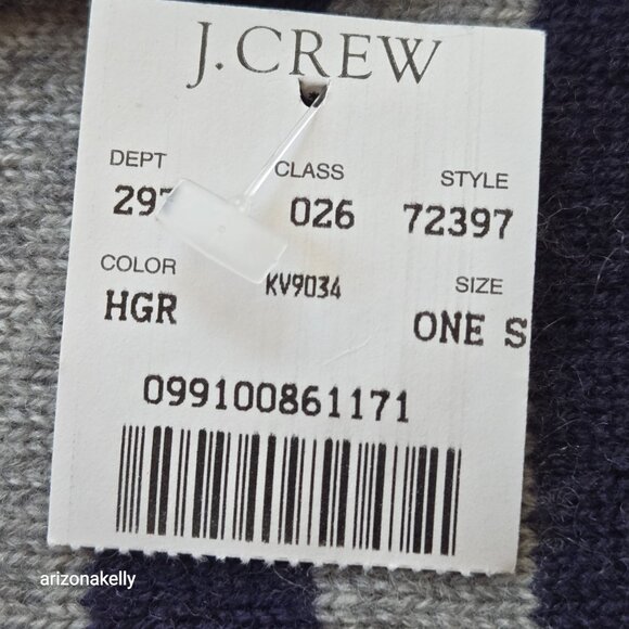 NWT J. Crew Wool/Cashmere Striped Skinny Scarf - Picture 3 of 11